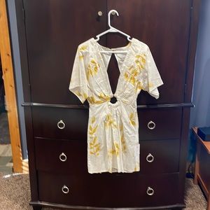 V neck gold leaf dress